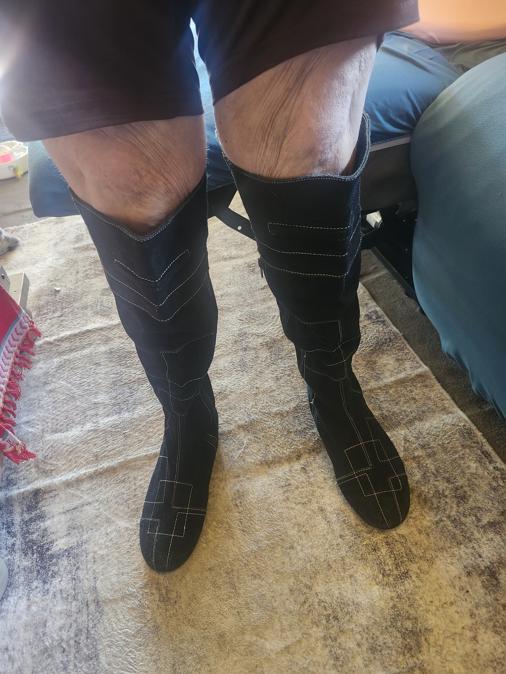 Womens  Black Knee-High Casual Boots